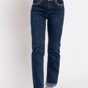 pantalon denim flores