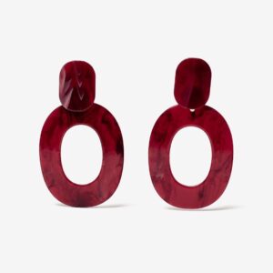Pendientes ovalados burdeos