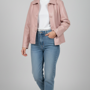 Chaqueta polipiel rosa