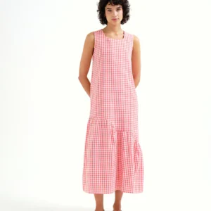 Vestido midi vichy rojo