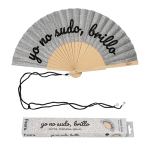 Abanico "Yo no sudo, brillo" purpurina