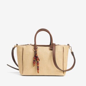 Bolso beige asa marrón