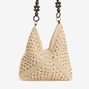 Bolso beige claro boho madera