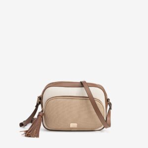 Bolso compacto beige y marrón