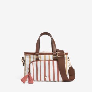 Bolso nevera rayas beige y marrón