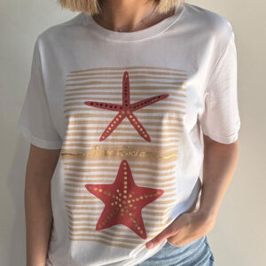 Camiseta estrella beige