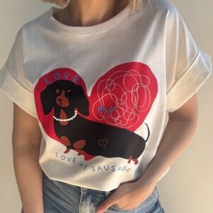 Camiseta perrito corazón blanco