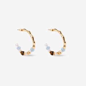 Pendientes aros dorados cuentas