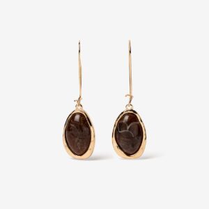 Pendientes dorados piedra oscura