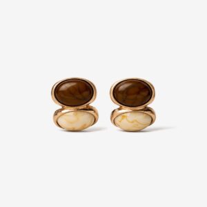 Pendientes piedra bicolor dorados