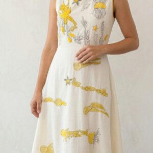 Vestido amarillo abalorios