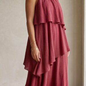Vestido teja volantes